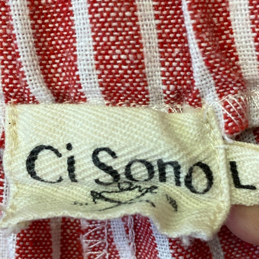 Ci Sono Red White Striped Paperbag Waist Shorts Size Large Cuffed Belted Summer - Picture 6 of 6